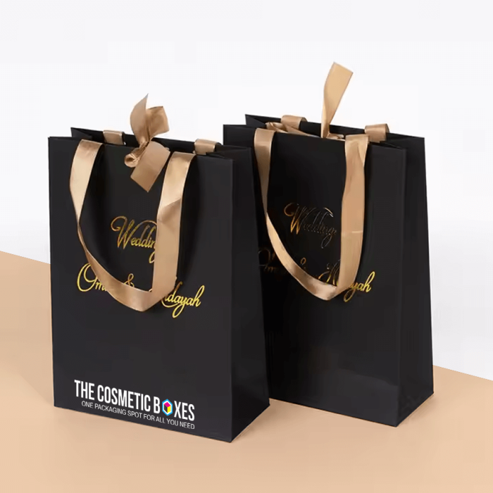 Black drawstring christmas gift bags